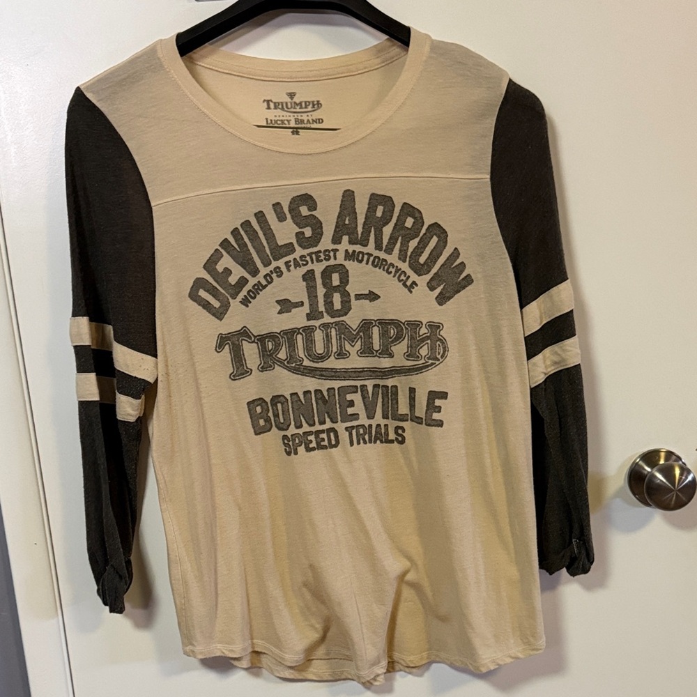 Triumph Women’s  Cream and Black Long Sleeve Tee
